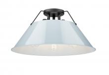 Golden 3306-3FM BLK-DB - Orwell BLK 3 Light Flush Mount in Matte Black with Dusky Blue shade