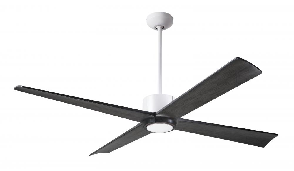 Nouveau DC Fan; Matte White Finish w/ Graphite; 56" Ebony Blades; No Light; Remote Control