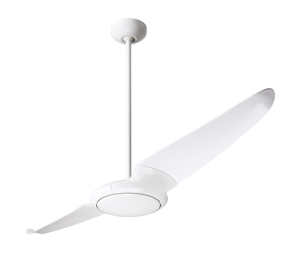 IC/Air (2 Blade ) Fan; Gloss White Finish; 56" Nickel Blades; No Light; Remote Control