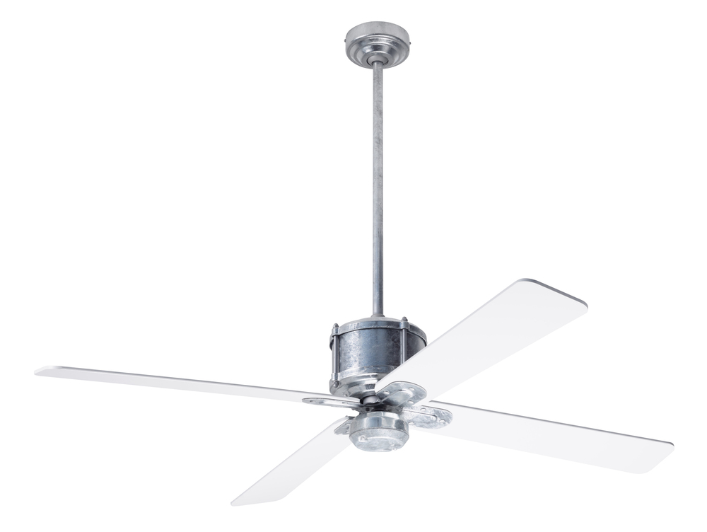 Industry DC Fan; Galvanized Finish; 50" White Blades; No Light; Remote Control