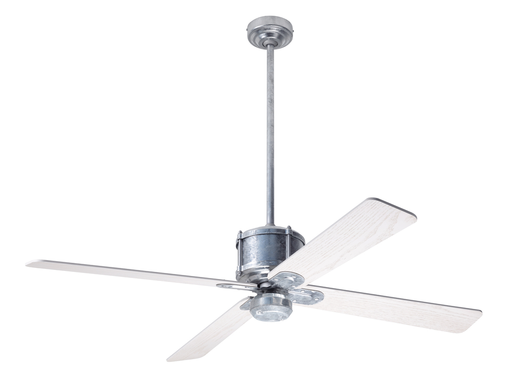 Industry DC Fan; Galvanized Finish; 50" Whitewash Blades; No Light; Wall Control