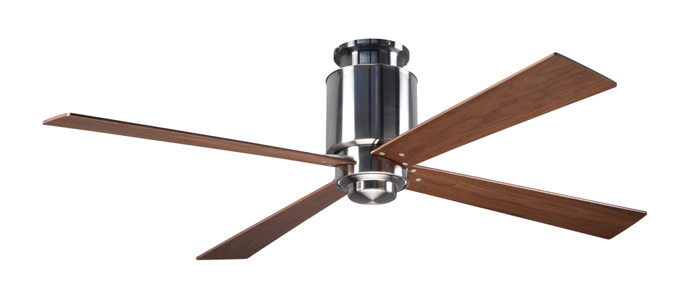 Lapa Flush Fan; Bright Nickel Finish; 50" Mahogany Blades; No Light; Fan Speed and Light Control