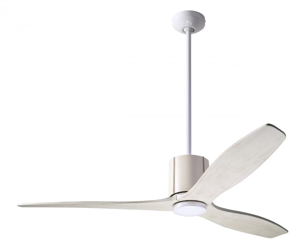 LeatherLuxe DC Fan; Gloss White Finish with Ivory Leather; 54" Whitewash Blades; No Light; Remot