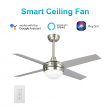 Carro USA VWGS-524C-L11-SC-1 - Neva 52-inch Smart Ceiling Fan with wall control, Light Kit Included, Works with Google Assistant, A