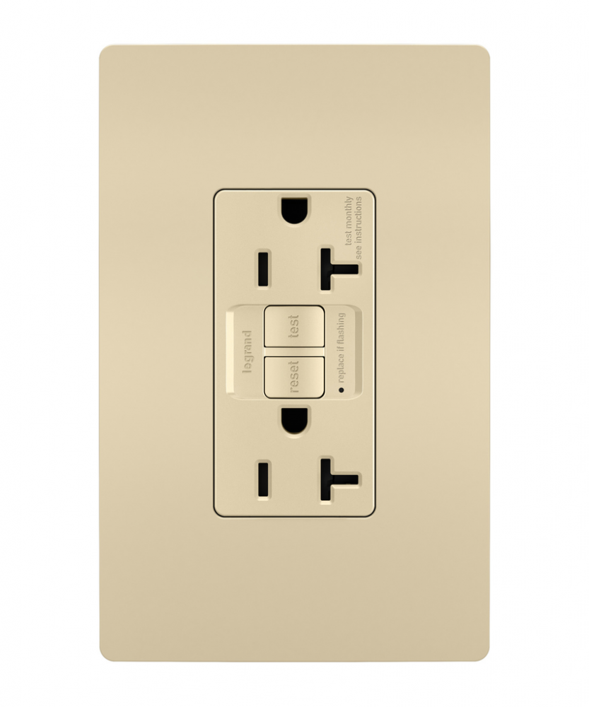 radiant? Spec Grade 20A Self-Test GFCI Receptacle, Ivory