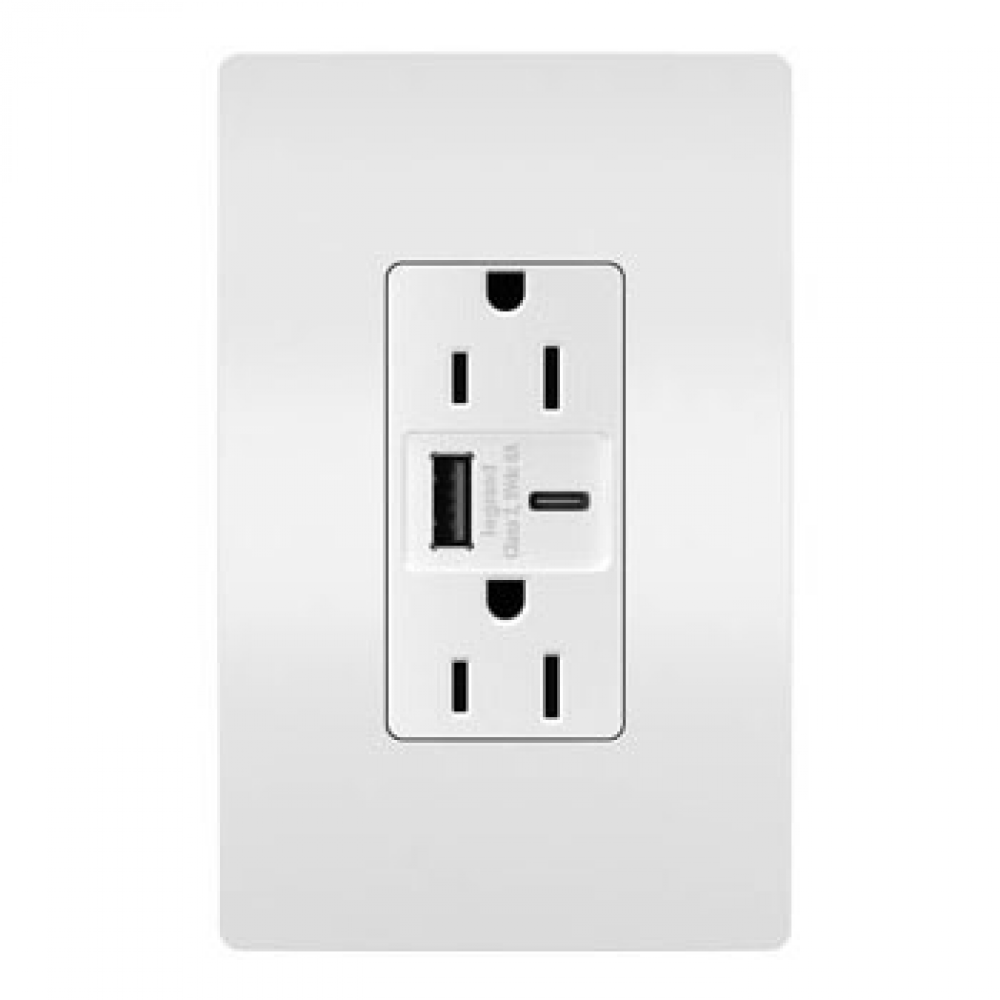 radiant? 15A Tamper-Resistant Ultra-Fast USB Type A/C Outlet, White (4 pack)