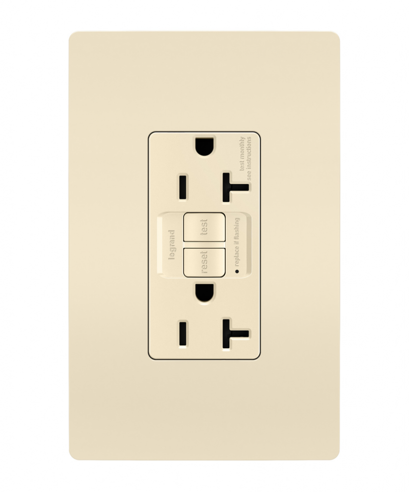 radiant? Spec Grade 20A Self Test GFCI Receptacle, Light Almond