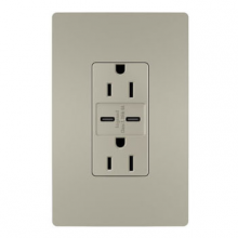 Legrand Radiant CA R26USBCC6NICCV4 - radiant? 15A Tamper-Resistant Ultra-Fast USB Type C/C Outlet, Nickel