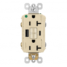 Legrand Radiant CA 2097HGTRUSBACI - radiant? Hospital Grade Tamper-Resistant 20A Duplex Self-Test GFCI Receptacles with SafeLock?