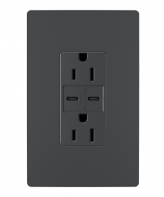 Legrand Radiant CA R26USBCC6G - radiant? 15A Tamper-Resistant Ultra-Fast USB Type C/C Outlet, Graphite