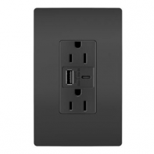 Legrand Radiant CA R26USBAC6BKCCV4 - radiant? 15A Tamper-Resistant Ultra-Fast USB Type A/C Outlet, Black (4 pack)