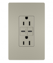 Legrand Radiant CA R26USBCCNICCV4 - radiant? 3.1 C-C USB+15A DUP REC NI VPK, Nickel