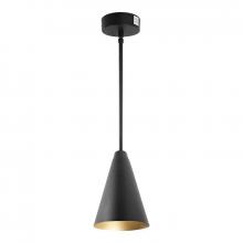 Westgate MFG C1 LCFS-MCT-BK - CONE PENDANT 7in DIA. 5FT ADJ. DOWNROD 120-277V 6/9/12W 30/40/50K BK WITH GOLD