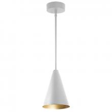 Westgate MFG C3 LCFS-MCT-WH - CONE PENDANT 7in DIA. 5FT ADJ. DOWNROD 120-277V 6/9/12W 30/40/50K WHT WITH GOLD