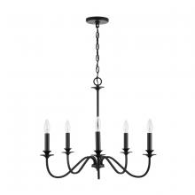 Austin Allen & Co - CA 9F375A - 5-Light Chandelier in Matte Black with Decorative Double Bobeches