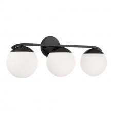 Austin Allen & Co - CA AA1033MB - 25.50"W x 9.50"H 3-Light Vanity in Matte Black with Soft White Glass Globes