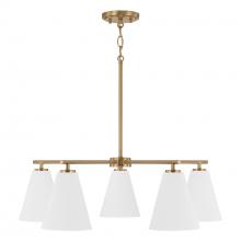 Austin Allen & Co - CA AA1040RE - 28"W x 8.25"H 5-Light Chandelier in Matte Brass and White