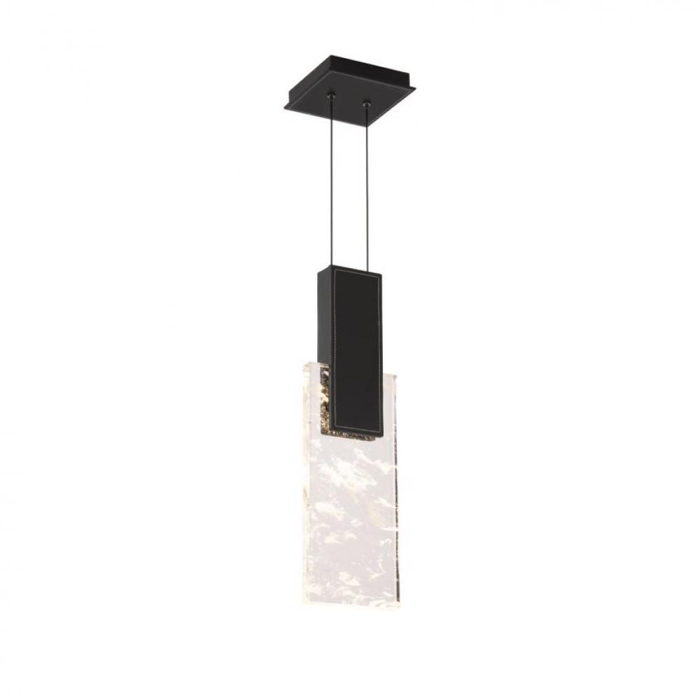 Tryst 21in LED 3000K/3500K/4000K 120V-277V Mini Pendant in Black with Optic Haze Quartz