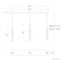 Schonbek Beyond BPD13203L-PN - Kindjal 3 Light 120-277V Multi-Light Pendant (Linear Canopy) in Polished Nickel with Clear Optic C