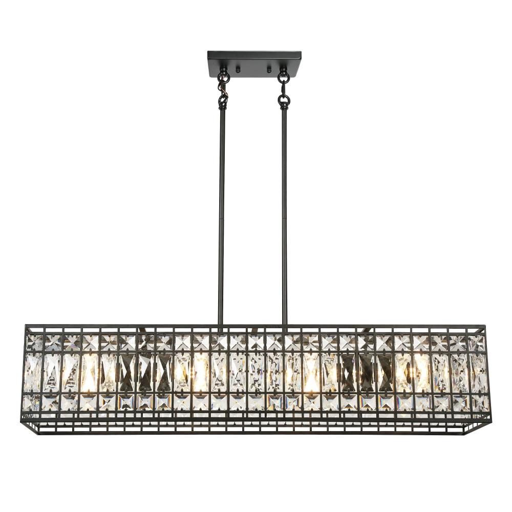 Isaac 3-Light Chandelier Black w/ Crystal