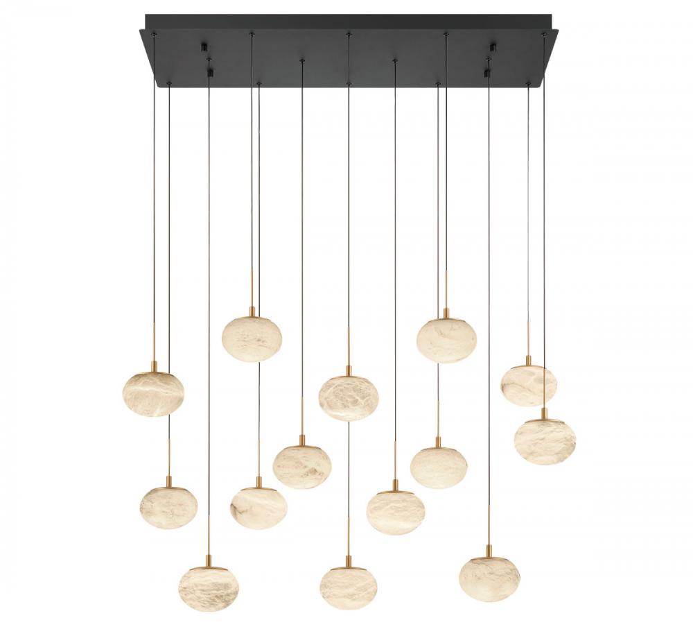 Calcolo, 14 Light Rectangular LED Chandelier, Matte Black