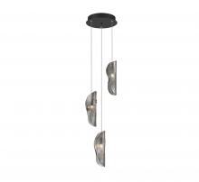 Lib & Co. US 10162-019-02 - Sorrento, 3 Light LED Pendant, Smoke, Black Canopy