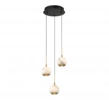 Lib & Co. US 10203-02 - Baveno, 3 Light Round LED Pendant, Matte Black