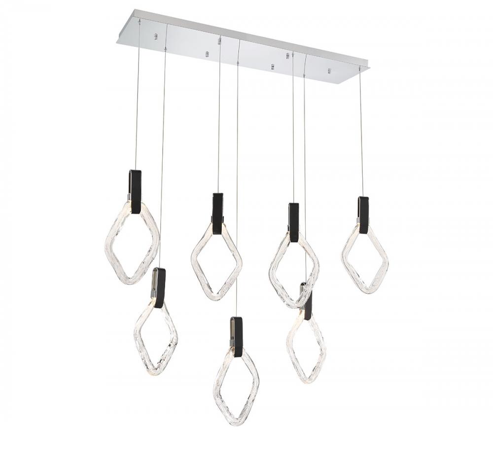 Catania, 7 Light Rectangular LED Chandelier, Chrome