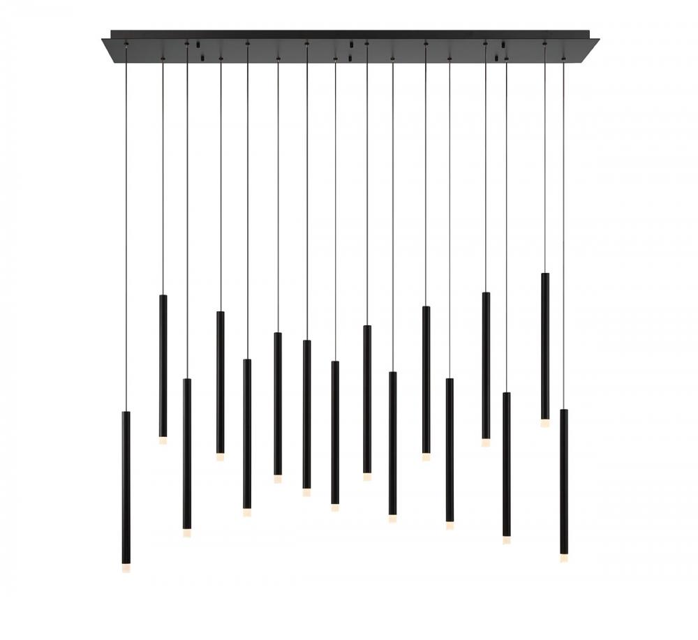 Amalfi, 16 Light Linear LED Chandelier, Matte Black