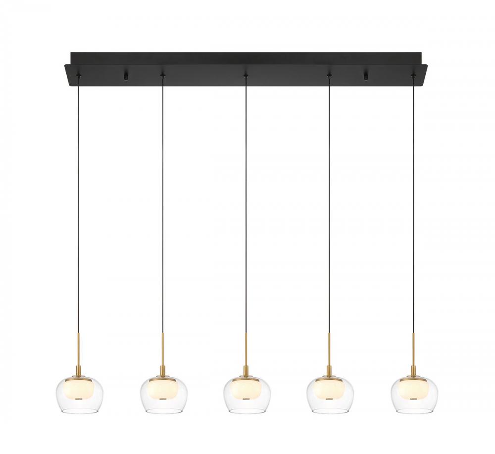 Manarola, 5 Light Linear LED Chandelier, Matte Black