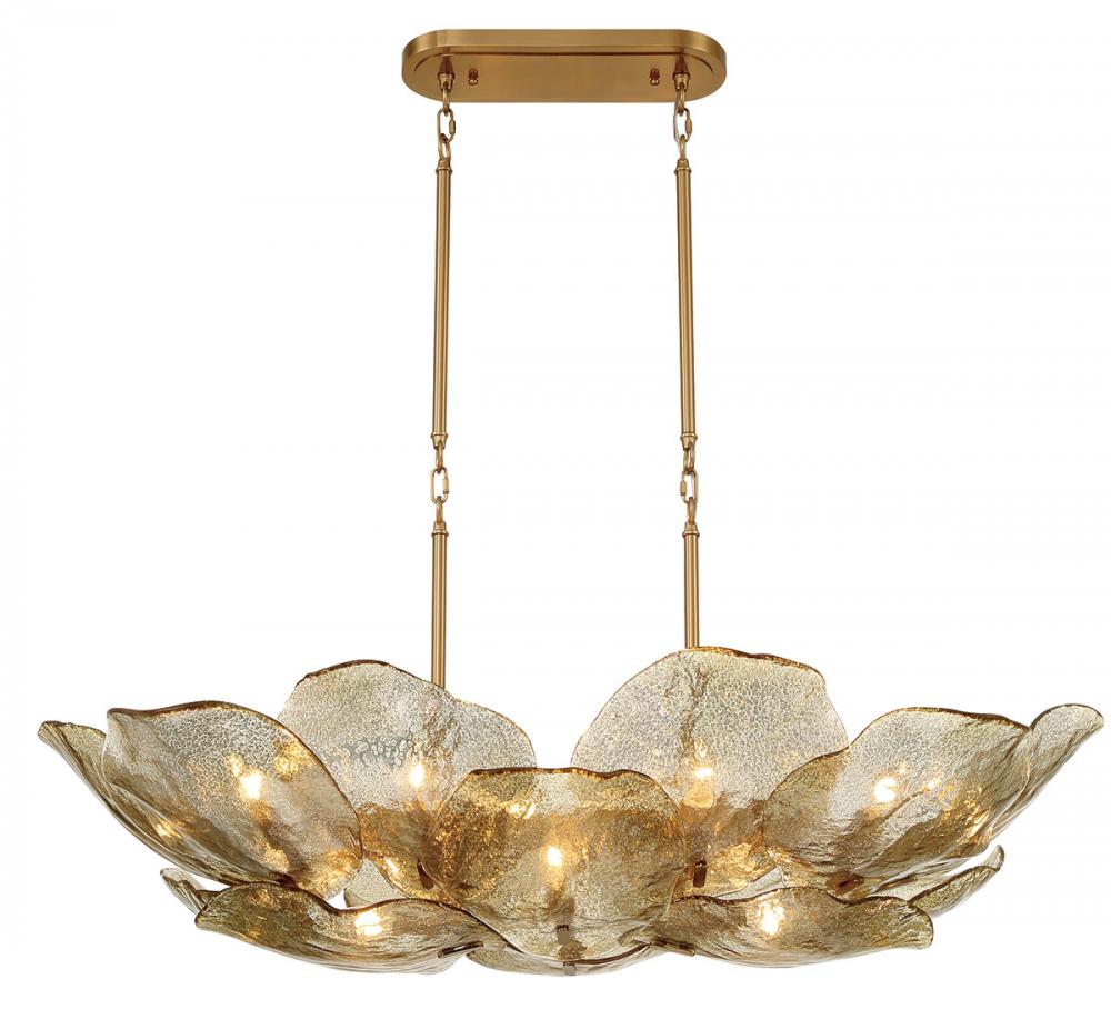 Corato, 14 Light Island Chandelier, Brushed Brass