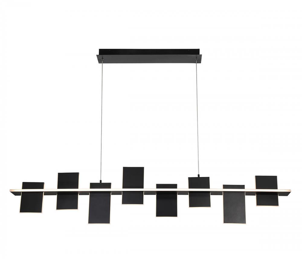 Affilato, 8 Light Linear LED Chandelier, Satin Black