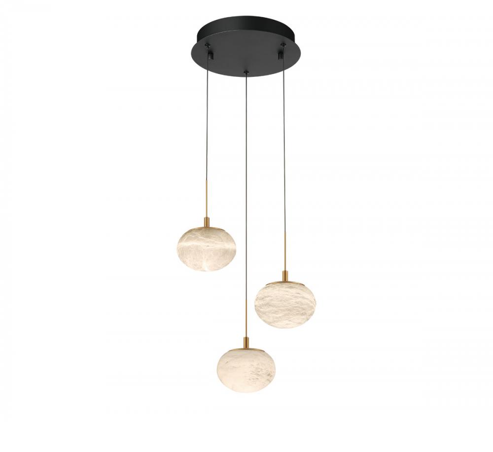 Calcolo, 3 Light Round LED Pendant, Matte Black