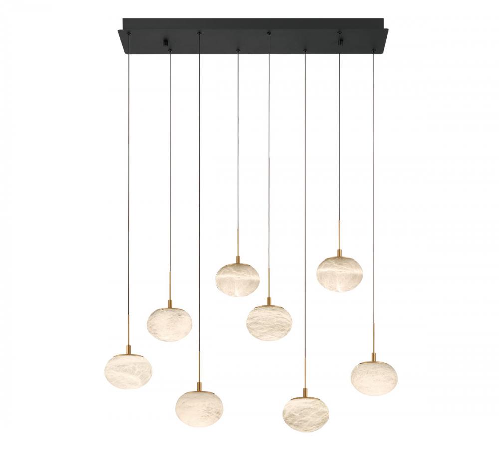 Calcolo, 8 Light Rectangular LED Chandelier, Matte Black