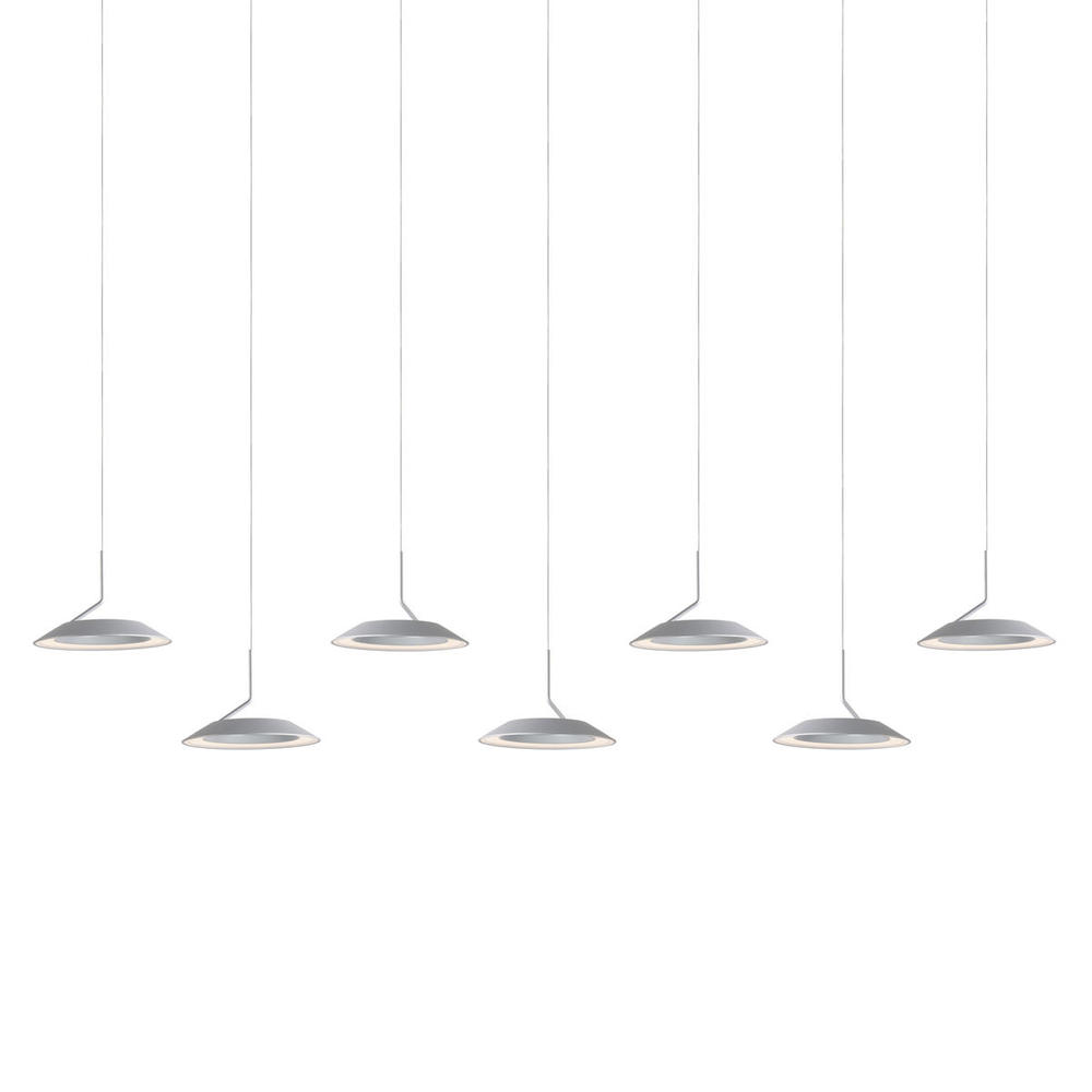 Royyo Pendant (linear with 7 pendants), Silver, Silver Canopy