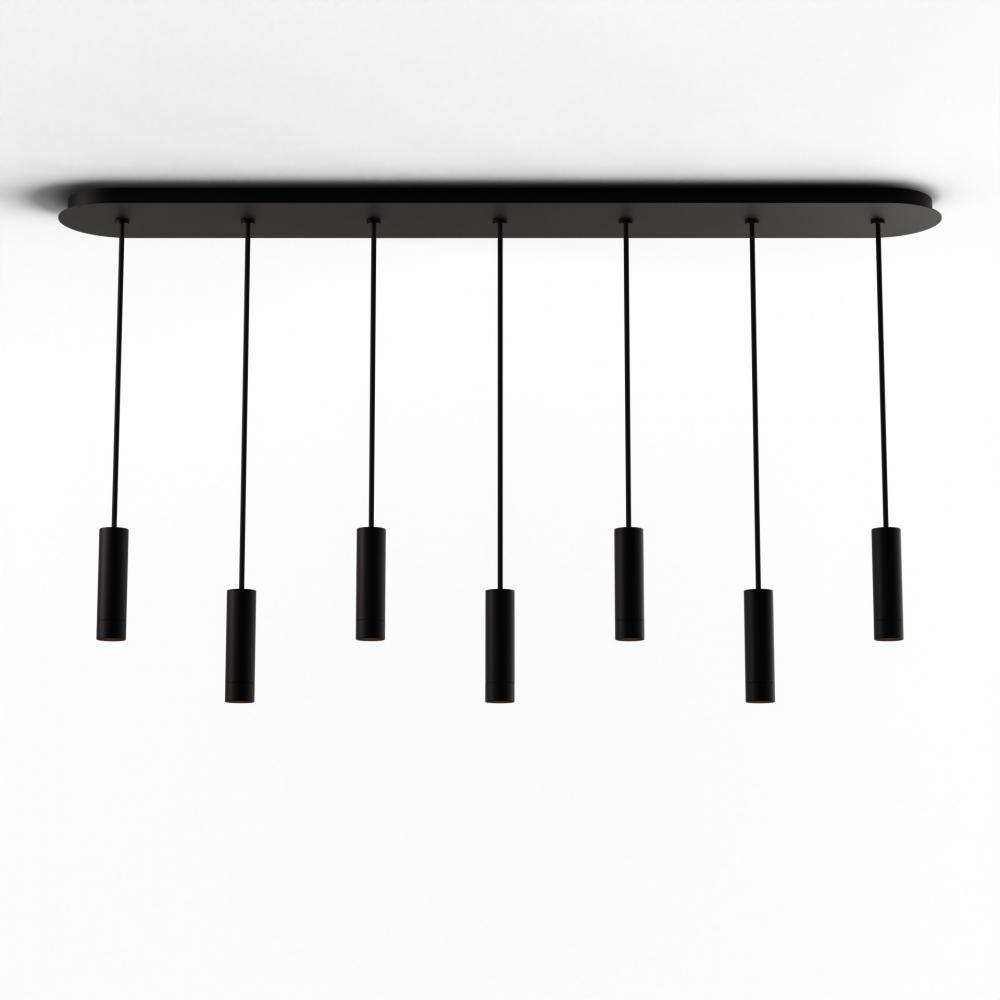 Combi Pendant 6" Linear 7 Combo Matte Black with Matte Black Canopy