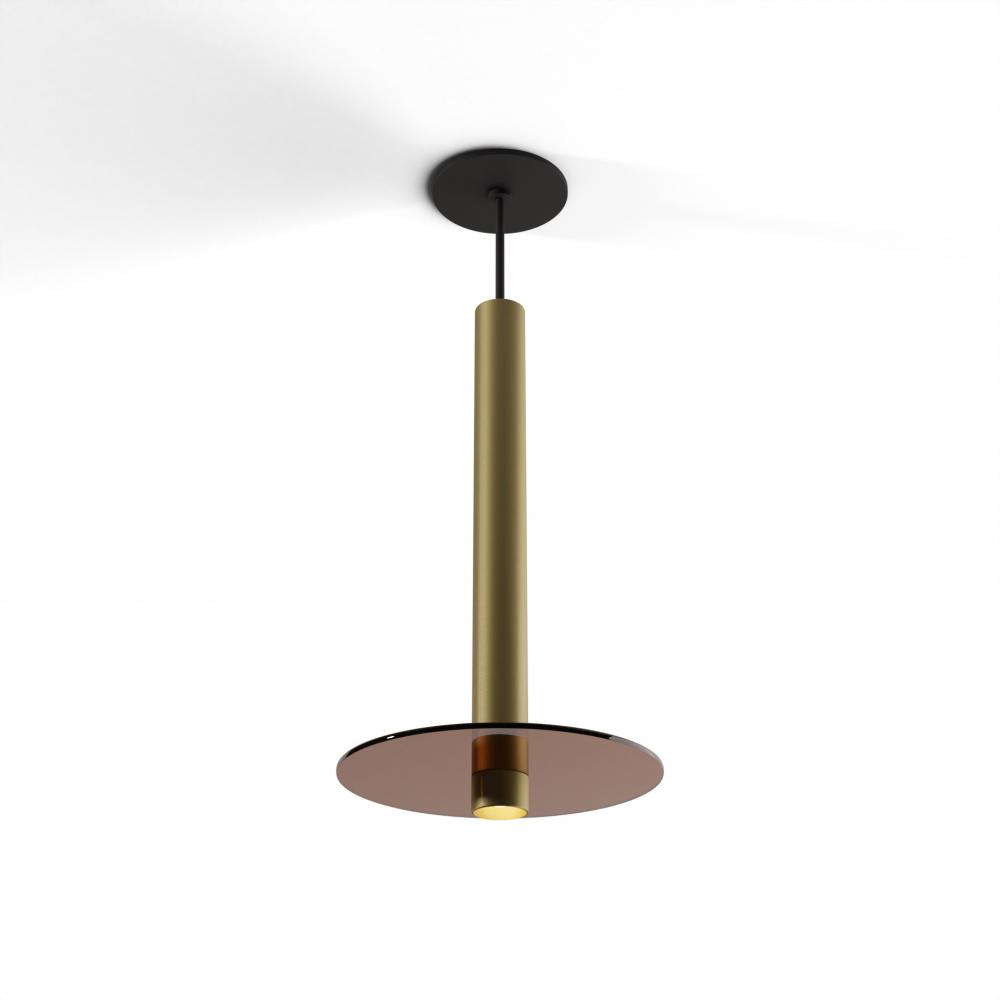 Combi Pendant 16" Single Unit Brass with Matte Black Canopy