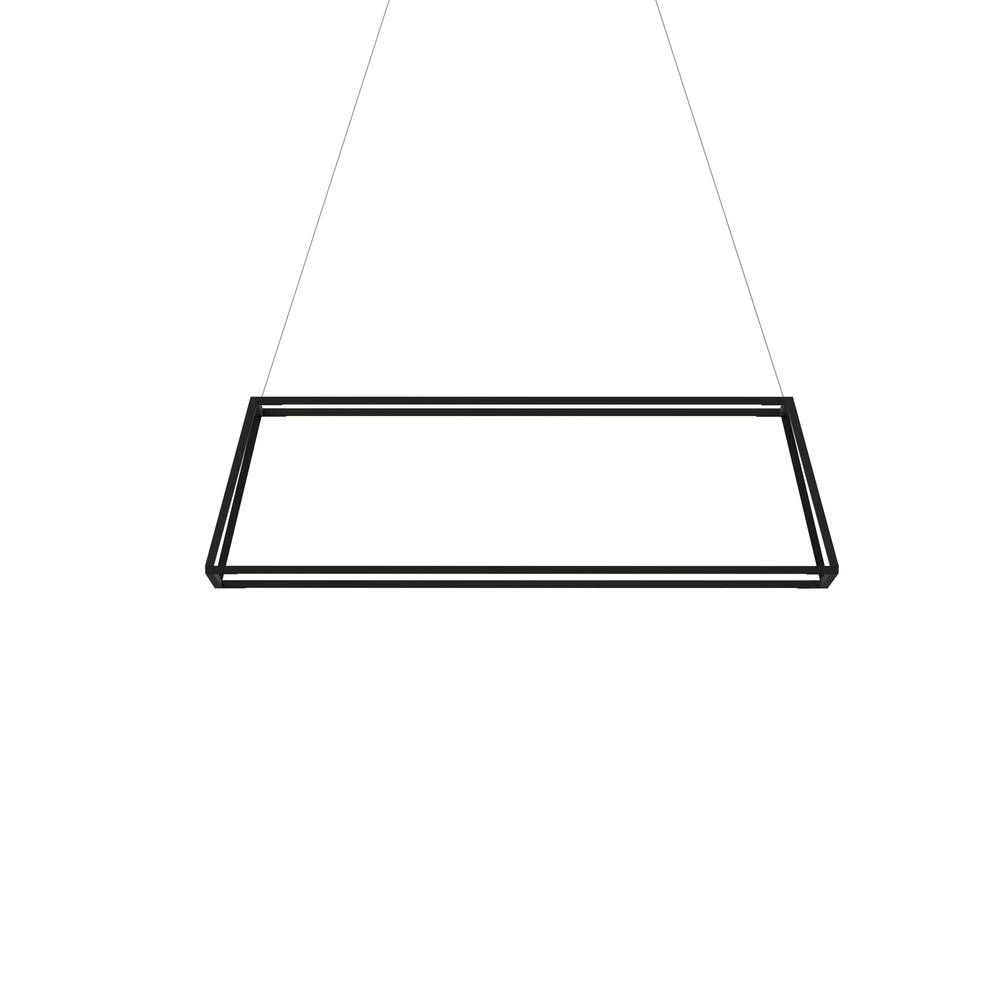 Z-Bar Pendant Rise Small Rectangle, Soft Warm, Matte Black, 40" x 14" x 12"