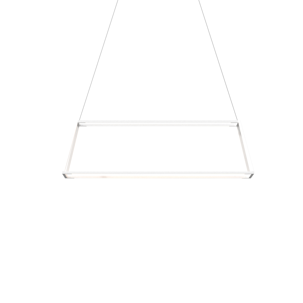 Z-Bar Pendant Rise Small Rectangle, Soft Warm, Matte White, 40" x 14" x 12"