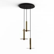 Koncept Inc Hawaii CMP-C3-S-12-BRS+GTEA9 - Combi Pendant 12" Circular 3 Combo Brass with Matte Black Canopy, 9" glass plate (Tea Brown)