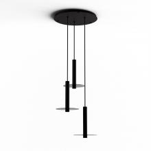 Koncept Inc Hawaii CMP-C3-S-12-MTB+GDGY9 - Combi Pendant 12" Circular 3 Combo Matte Black with Matte Black Canopy, 9" glass plate (Dark