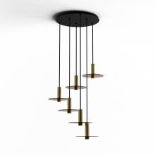 Koncept Inc Hawaii CMP-C6-S-06-BRS+GTEA9 - Combi Pendant 6" Circular 6 Combo Brass with Matte Black Canopy, 9" glass plate (Tea Brown) 