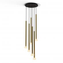 Koncept Inc Hawaii CMP-C6-S-36-BRS+NA+GLB - Combi Pendant 36" Circular 6 Combo Brass with Matte Black Canopy