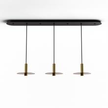 Koncept Inc Hawaii CMP-L3-S-06-BRS+GTEA9 - Combi Pendant 6" Linear 3 Combo Brass with Matte Black Canopy, 9" glass plate (Tea Brown) at