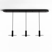 Koncept Inc Hawaii CMP-L3-S-06-MTB+GDGY9 - Combi Pendant 6" Linear 3 Combo Matte Black with Matte Black Canopy, 9" glass plate (Dark Gr