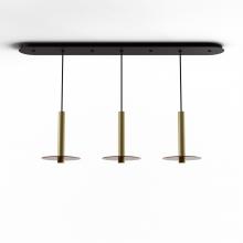 Koncept Inc Hawaii CMP-L3-S-12-BRS+GTEA9 - Combi Pendant 12" Linear 3 Combo Brass with Matte Black Canopy