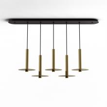 Koncept Inc Hawaii CMP-L5-S-12-BRS+MBRS9 - Combi Pendant 12" Linear 5 Combo Brass with Matte Black Canopy