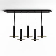 Koncept Inc Hawaii CMP-L5-S-12-MTB+MBRS9 - Combi Pendant 12" Linear 5 Combo Matte Black with Matte Black Canopy, 9" metal plate (Brass)