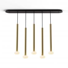 Koncept Inc Hawaii CMP-L5-S-24-BRS+NA+GLB - Combi Pendant 24" Linear 5 Combo Brass with Matte Black Canopy