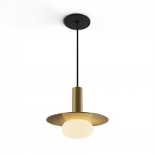 Koncept Inc Hawaii CMP-S1-S-06-BRS+MBRS9+GLB - Combi Pendant 6" Single Unit Brass with Matte Black Canopy, 9" metal plate (Brass) attachmen